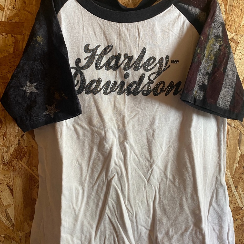 Harley-Davidson Black & White Logo Crew Neck Tee